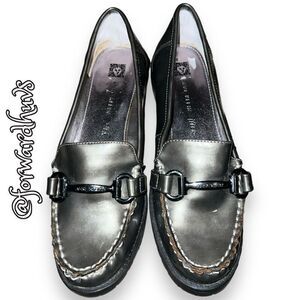 Anne Klein iflex Aklanica Dark Silver Loafers Size 7.5